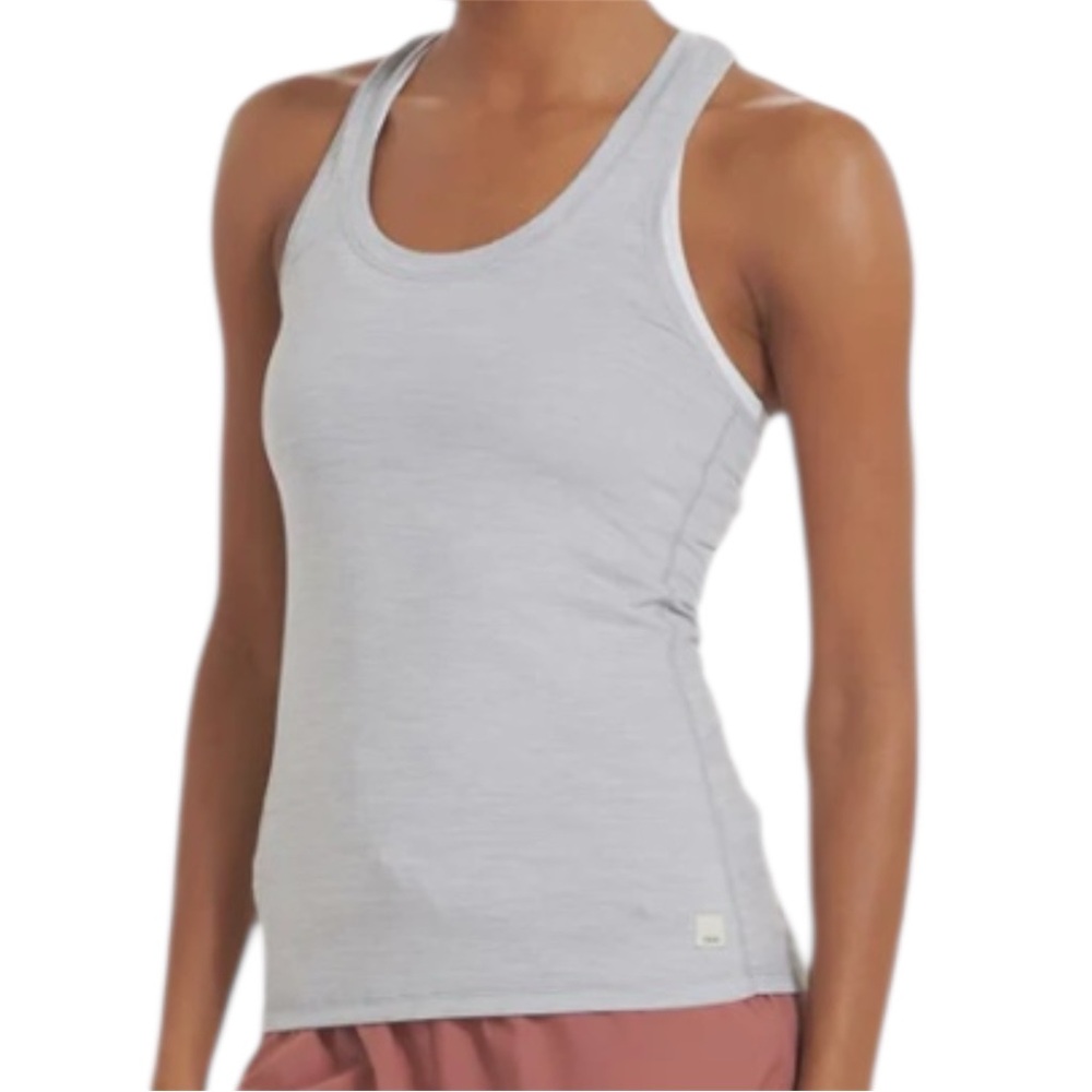 Vuori Lux Performance Racerback Tank Top Platinum Heather Size Medium